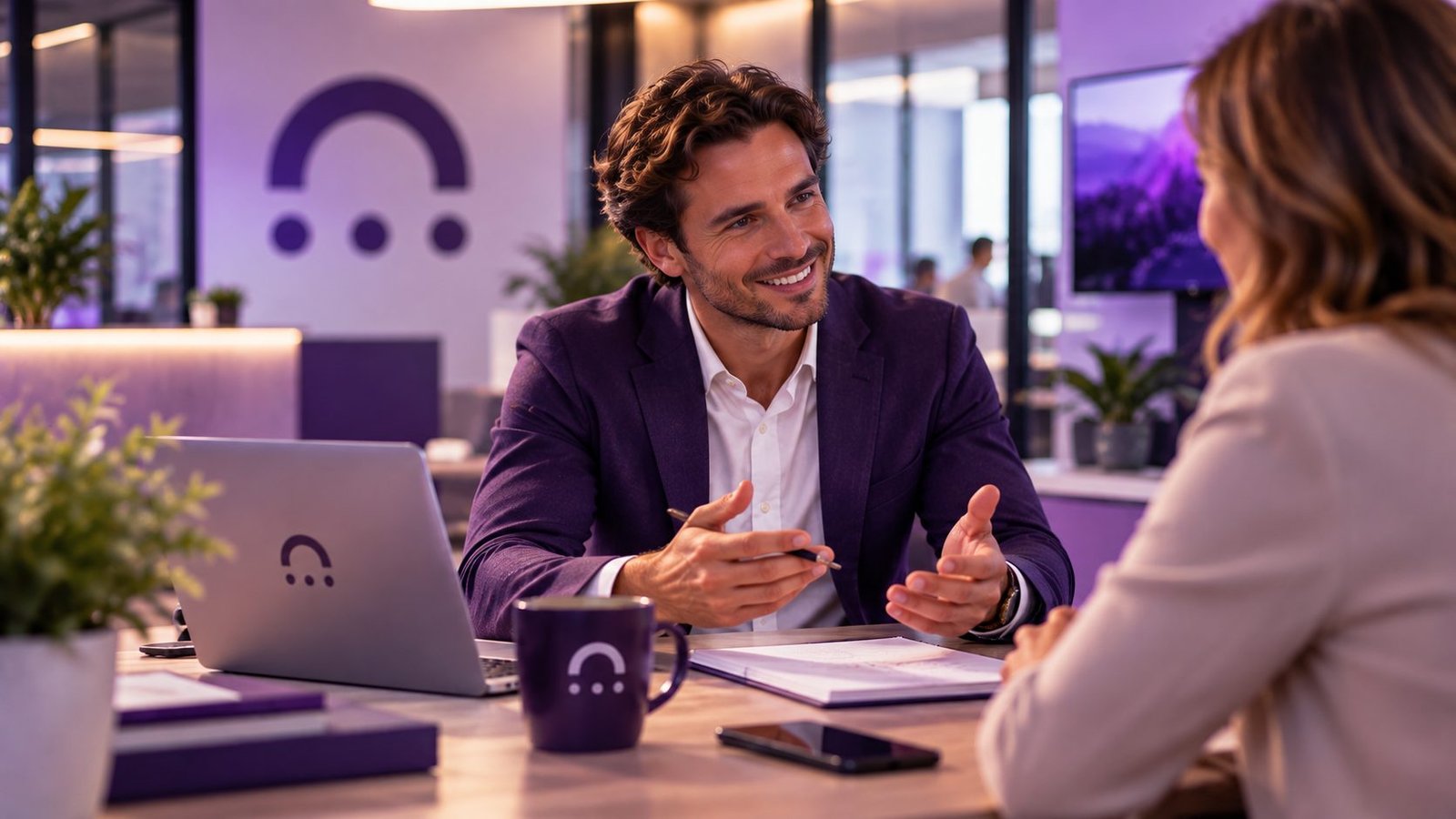 Adviseur van RevoConcept in een persoonlijk gesprek met een ondernemer